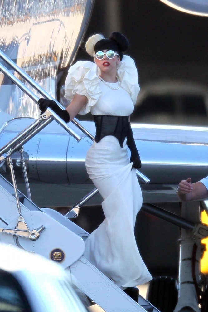 Lady Gaga wears YSL Edition Soir arriving Sydney